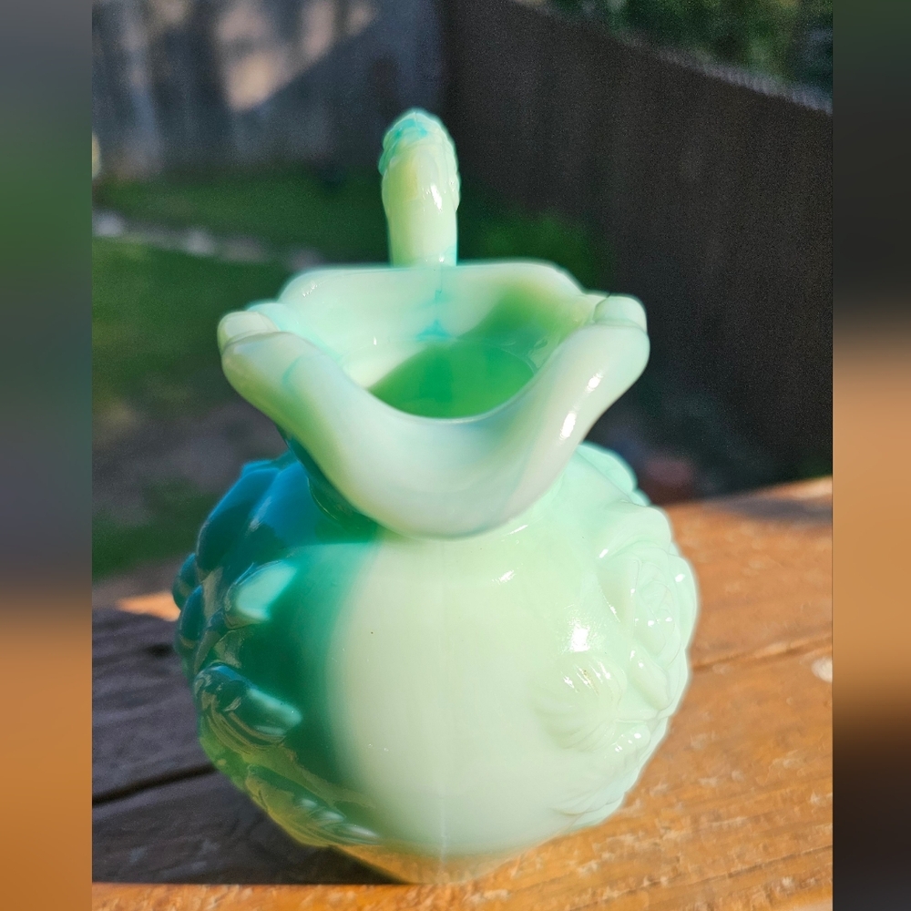 Avon Vintage 1970s Aqua Swirl Floral Rose Decanter Pitcher 4.5 Inch Tall EUC - Picture 6 of 16